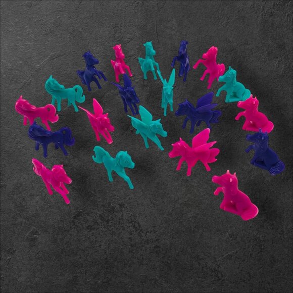 Horse Pegasus Unicorn Lot of 20 Plastic Imaginative Play Toy Pink Purple Green - Picture 2 of 8